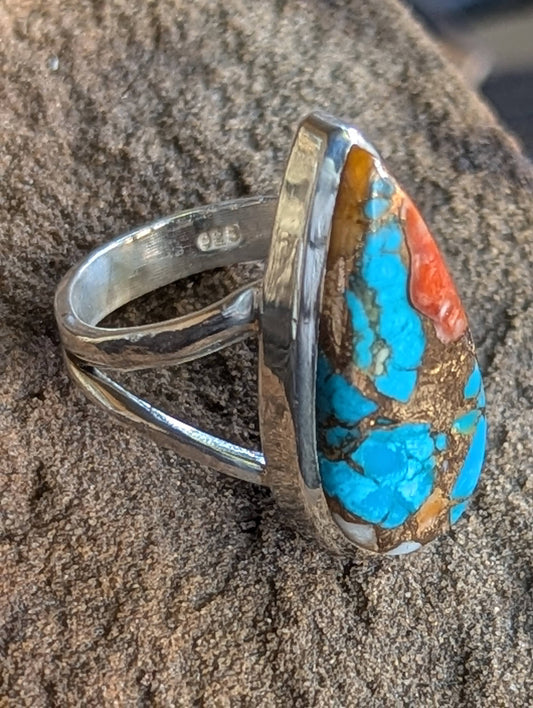 Spiny Oyster Turquoise Statement Ring