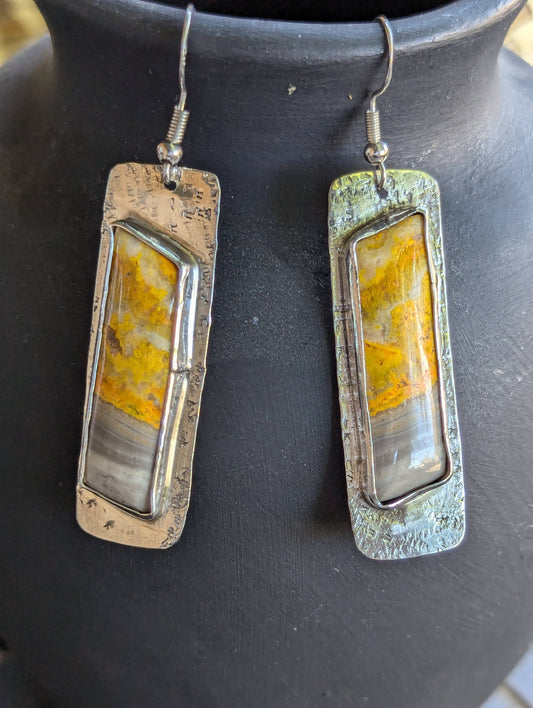 Bumblebee Jasper Rectangle Earrings